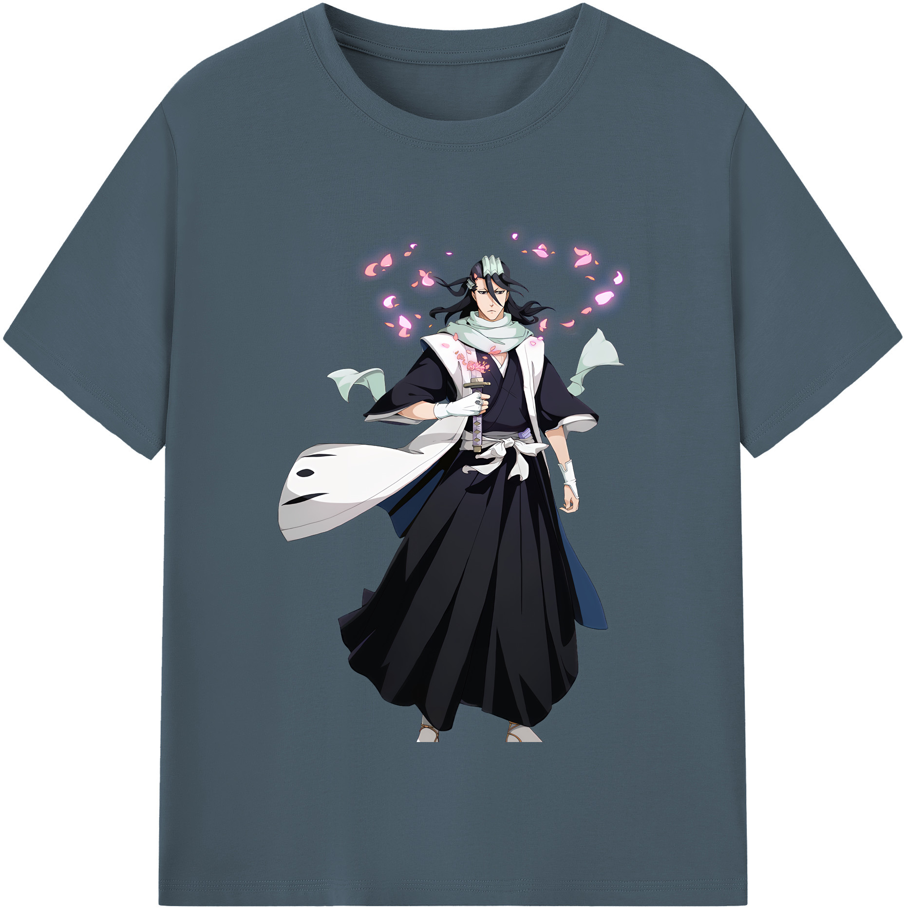 （画像用） ブリーチ くちき びゃくや BLEACH Kuchiki Byakuya 綿100％半袖Tシャツ（フロントプリント）